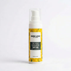 Sunscreen spf60 skinlime bottle with pineapple design on a white background0